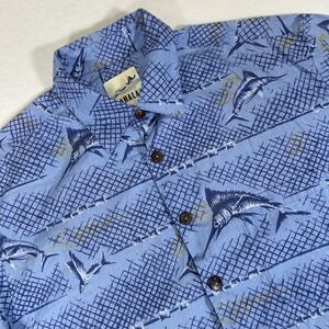 Kahala 1936 Mens Large Marlin Print Hawaiian Button Up Short Sleeve Shirt